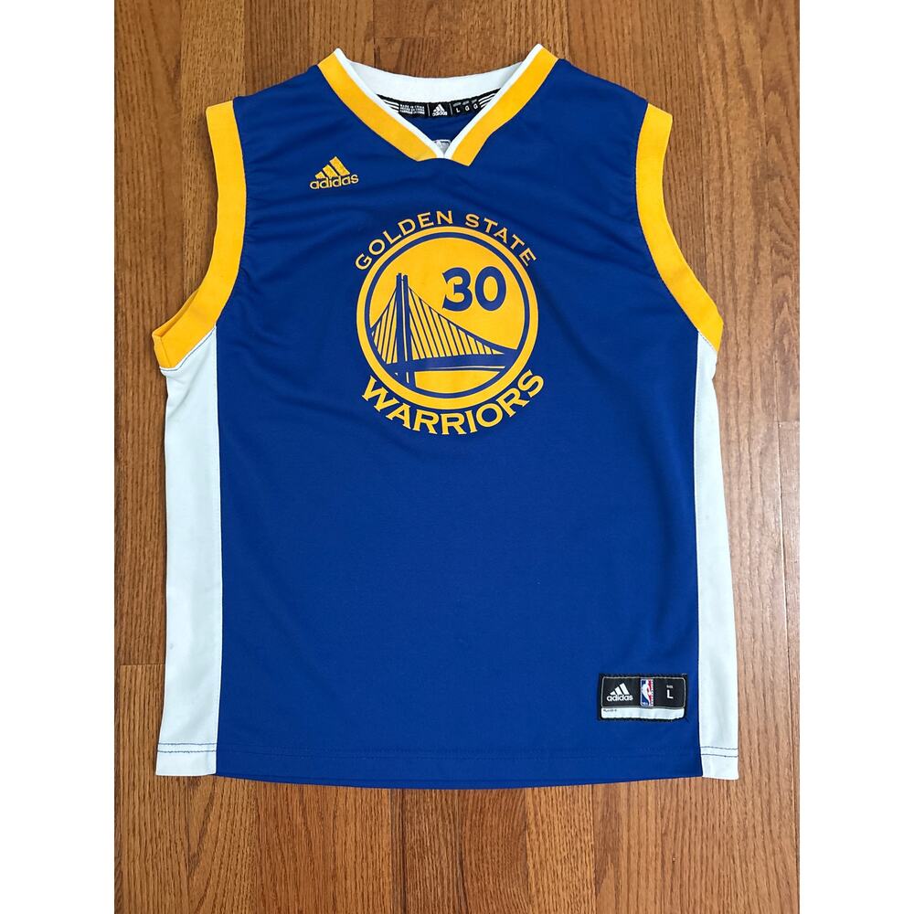 Golden State Warrior Curry 30 Adidas NBA Youth Basketball Jersey Size Large- EUC